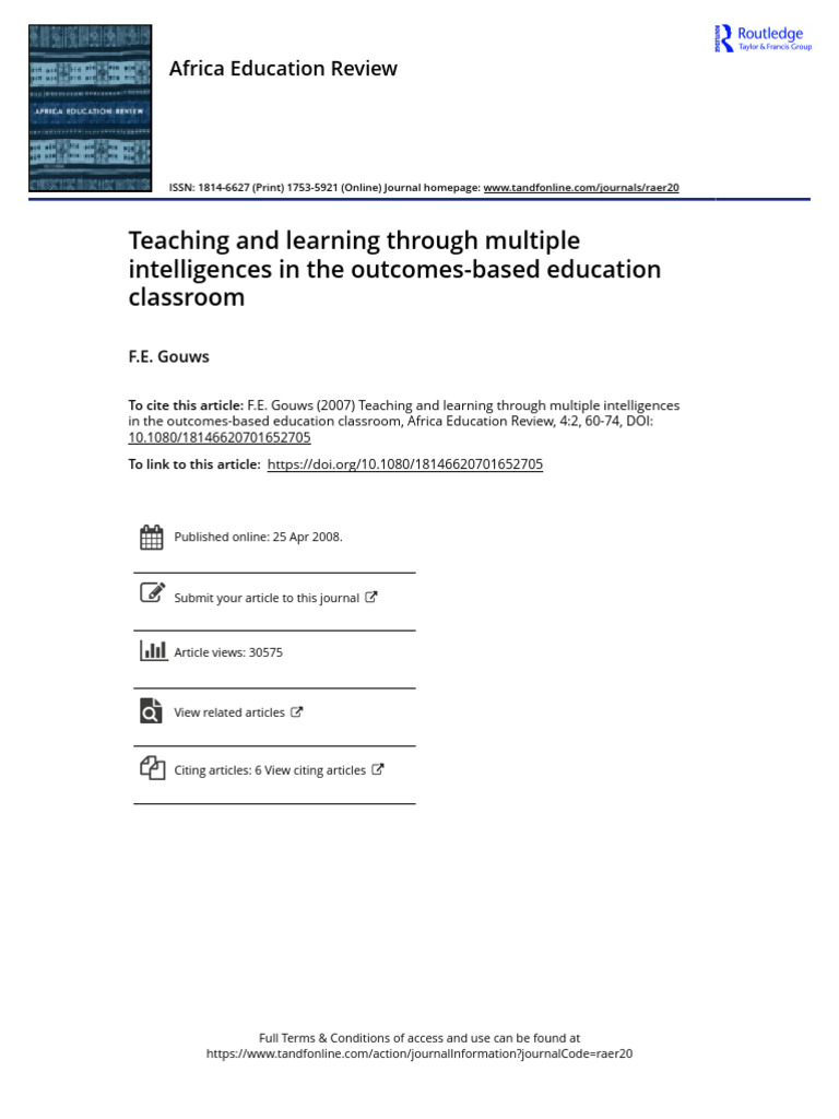 Multiple Intelligences in OBE Classrooms | PDF | Learning | Teachers
