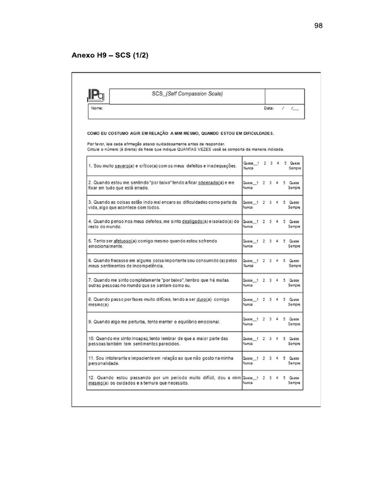 Escala Self Compassion | PDF