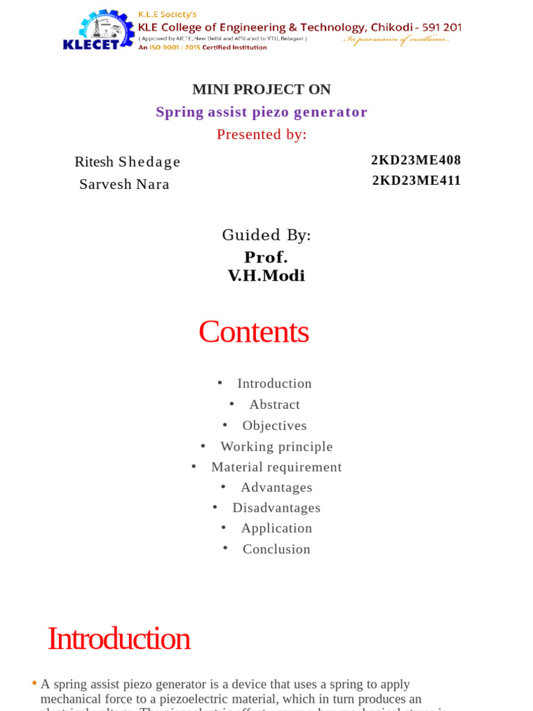 Spring Assist Piezo Generator Project | PDF | Energy Harvesting ...