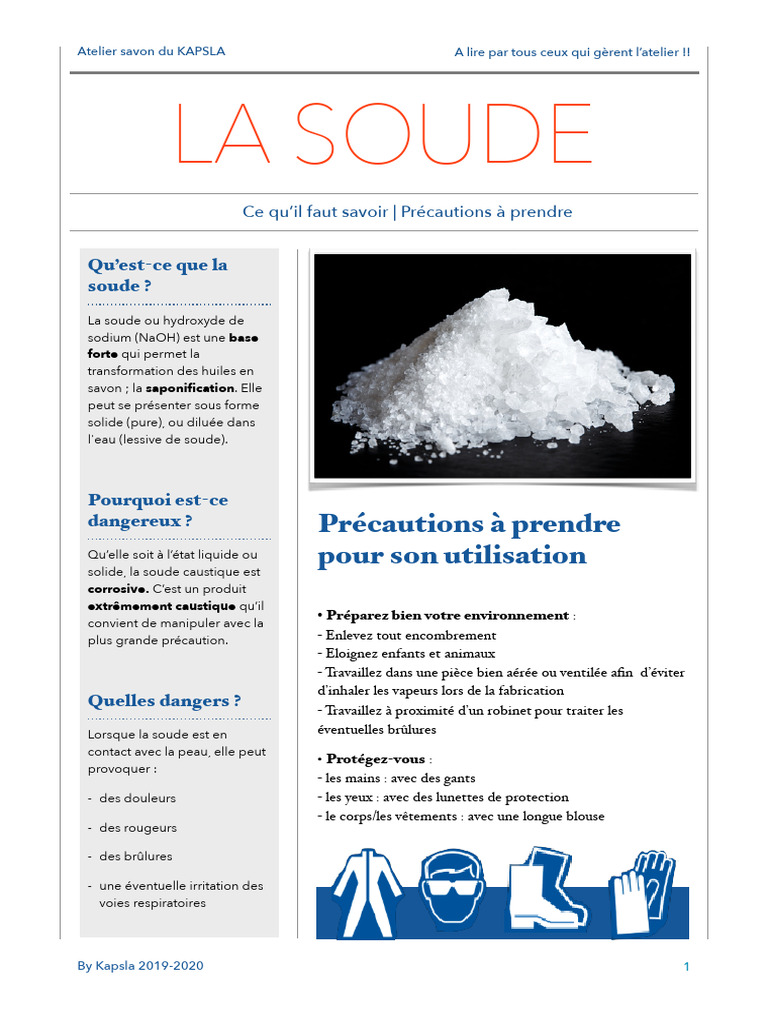Précautions pour utiliser la soude en savon | PDF | Hydroxyde de sodium ...