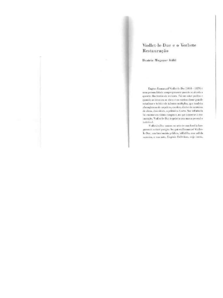 Dlscrib com Viollet Le Duc Eugene Emmanuel Restauraao PDF