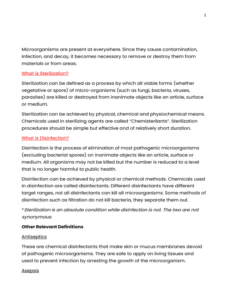 Sterilization and Disinfection Methods | PDF | Disinfectant ...
