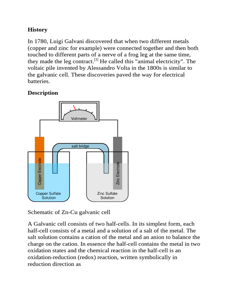 History of the Galvanic Cell | PDF | Redox | Electrode
