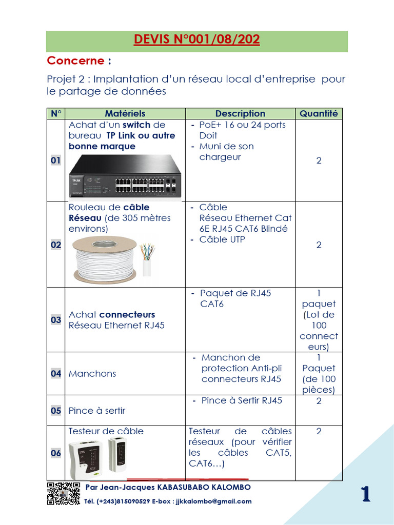 Devis pour réseau local d'entreprise | PDF | Électronique ...