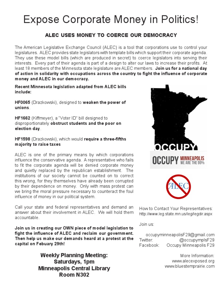 Minnesota Legislation Targeting ALEC Influence | PDF | Politics