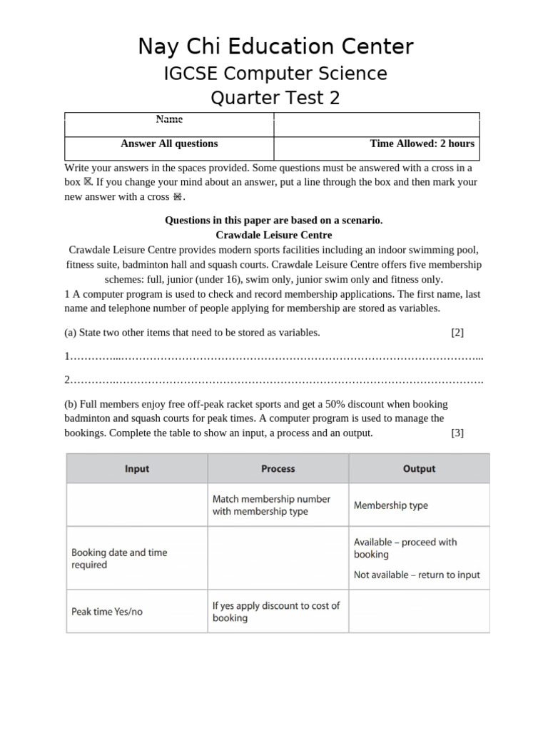 CS Q-Test 2 | PDF | Computing | Computer Science