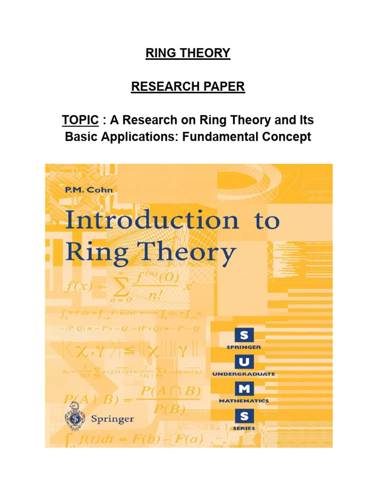 Ring Theory: Concepts & Applications | PDF | Ring (Mathematics) | Ring ...