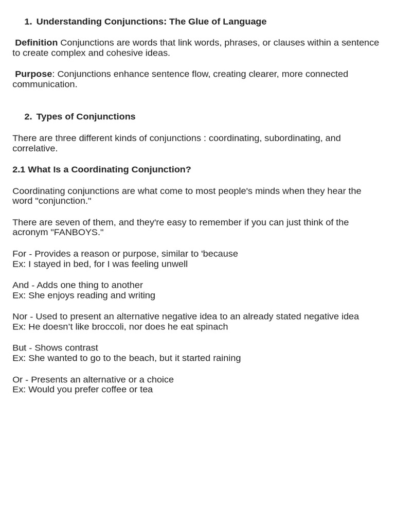 Types and Errors of Conjunctions Explained | PDF | Linguistics ...