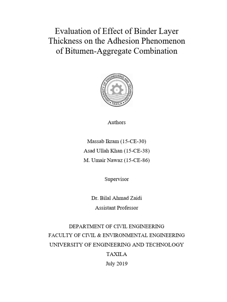 THESIS Evaluation of Effect of Binder Layer Thickness On The Adhesion ...