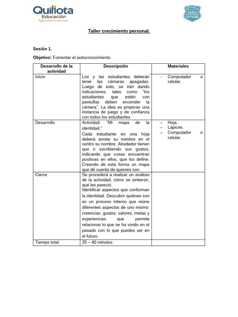 Taller Crecimiento Personal | PDF | Las emociones | Sicología