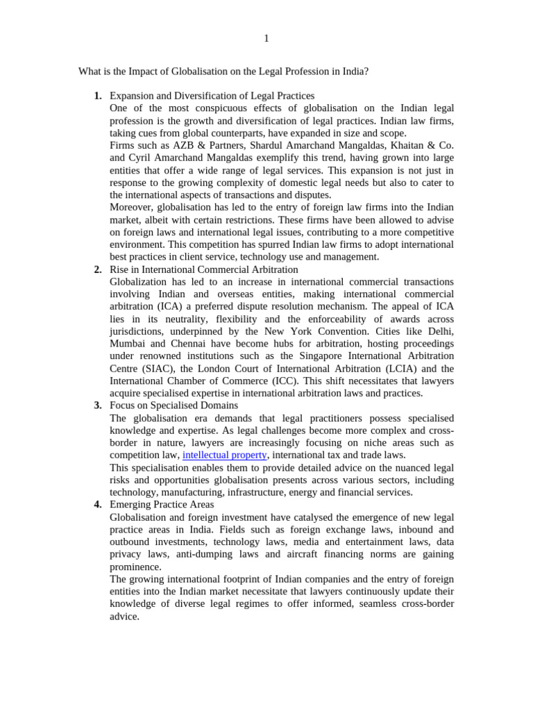 Effects Of Globalisation Pdf Lawyer Arbitration