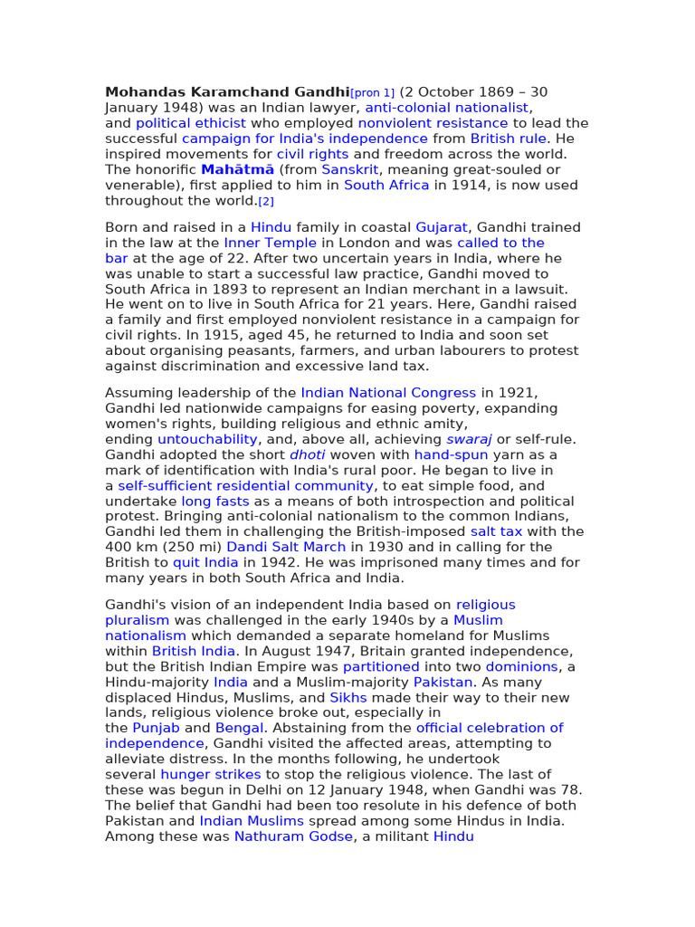 Gandhi: Life and Legacy of Nonviolence | PDF | Mahatma Gandhi