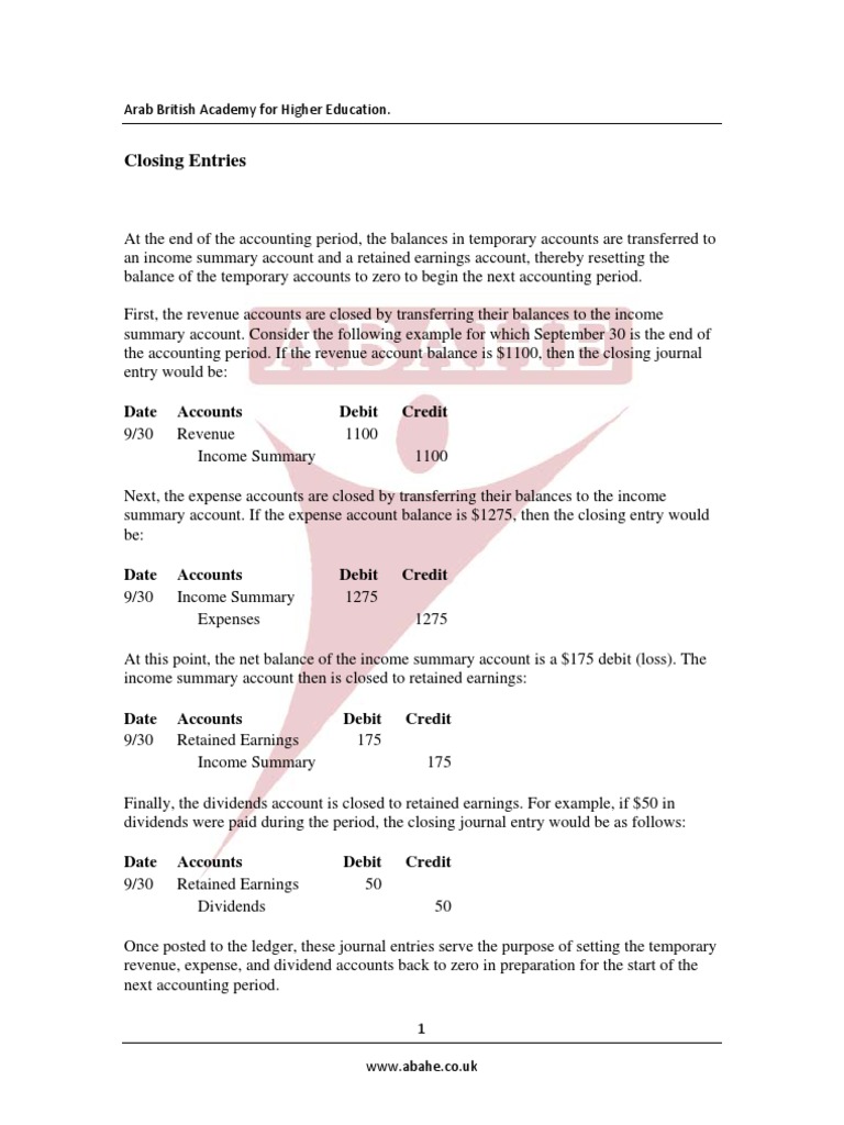 Closing Entries | PDF | Business | Finance & Money Management