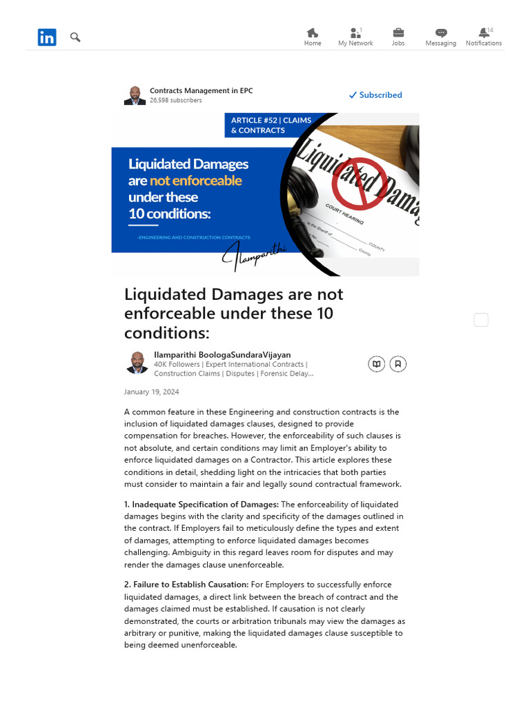 Liquidated Damages Are Not Enforceable Under These 10 Conditions | PDF ...
