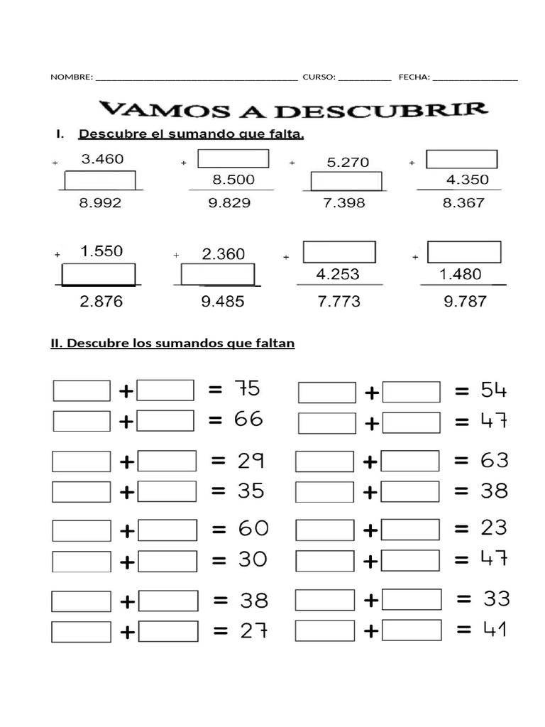 Descrubre El Sumando Que Falta (02-08) | PDF