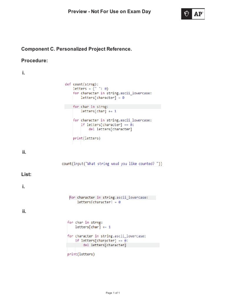 Ap24 CSP Create FRQ 1 Set 1 Sample A PPR | PDF
