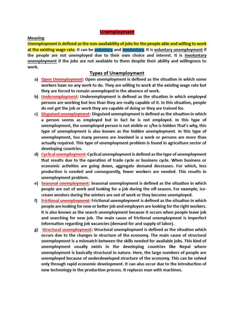 Understanding Unemployment Types | PDF | Unemployment | Underemployment
