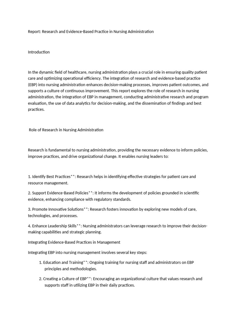 admin and sup Report | PDF | Nursing | Evidence Based Practice