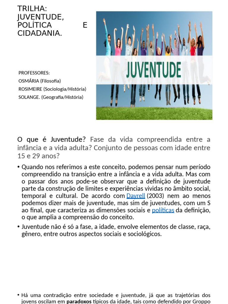 Juventude o Que é | PDF | Sociologia | Juventude