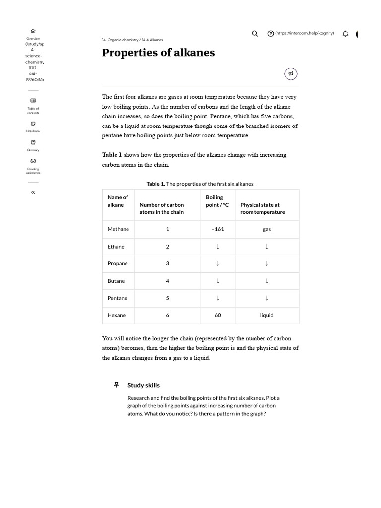 Properties of alkanes | Cambridge IGCSE™ Chemistry FE2019 | PDF ...