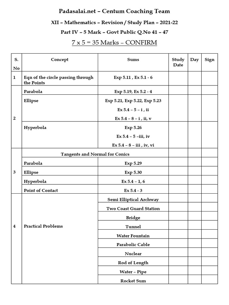 12th maths em study plan for 5 mark questions english medium pdf