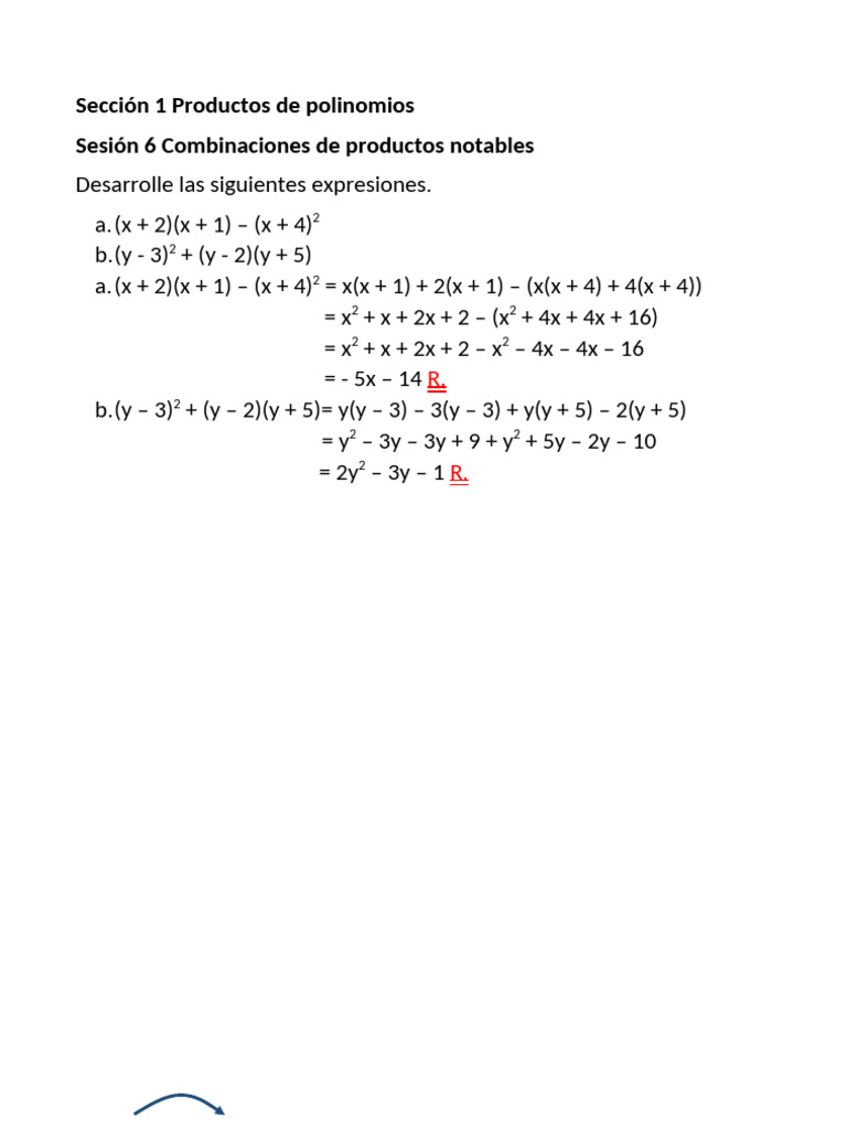 Productos Notables y Polinomios | PDF