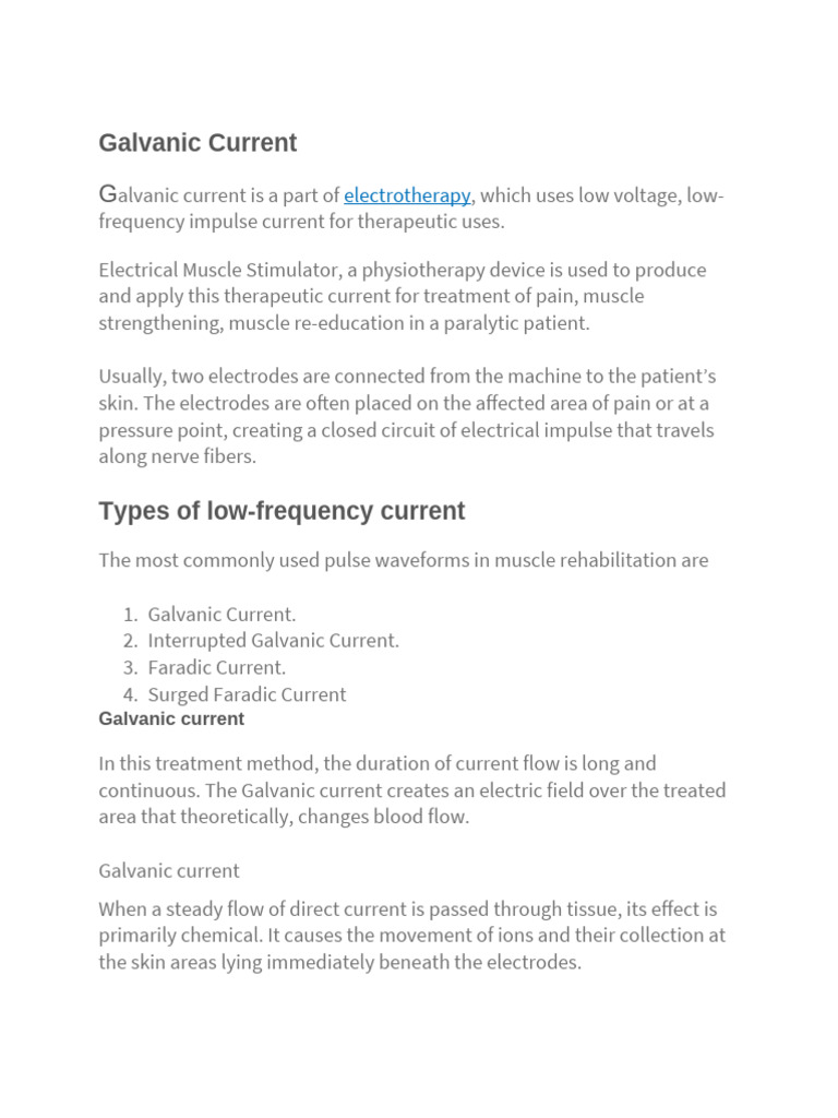 GALVANIC CURRENT DR | PDF | Direct Current | Pain