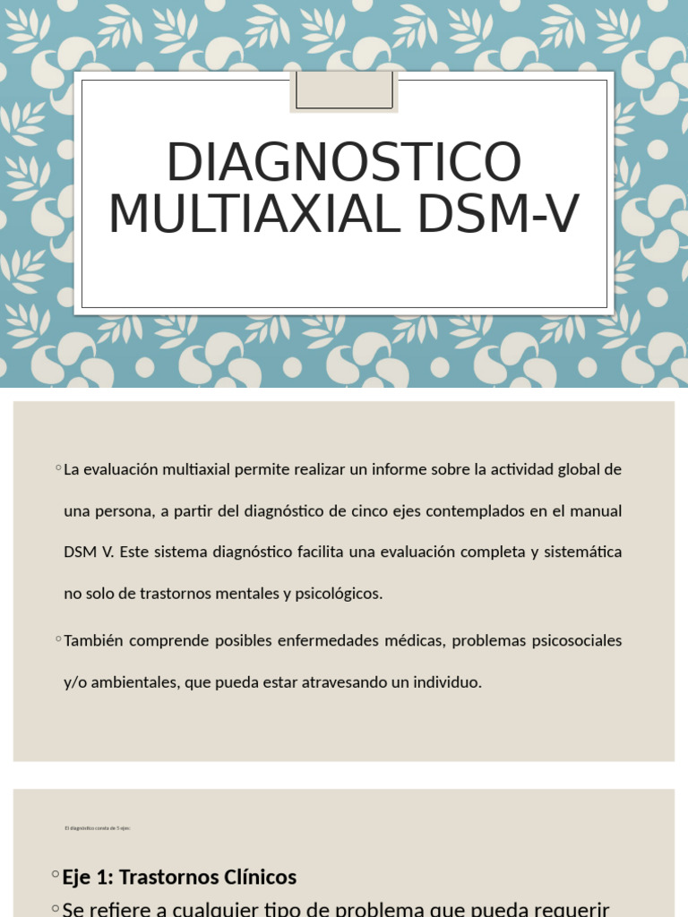 Diagnóstico Multiaxial DSM-V: Ejes y Evaluación | PDF | Trastorno ...