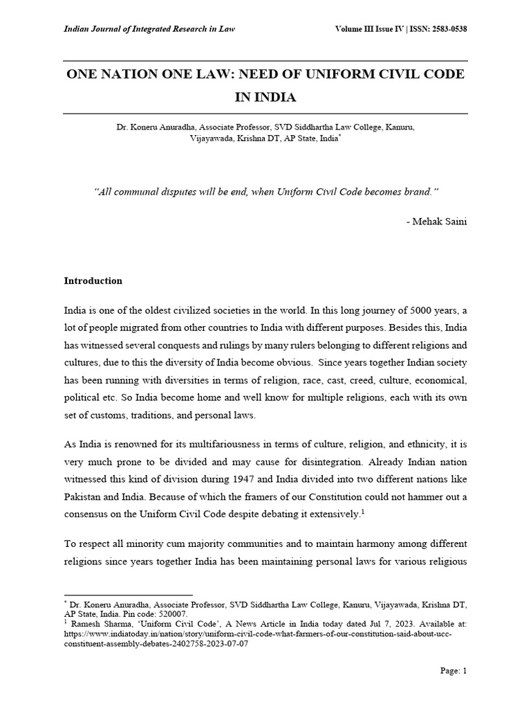 one-nation-one-law-need-of-uniform-civil-code-in-india-pdf-justice