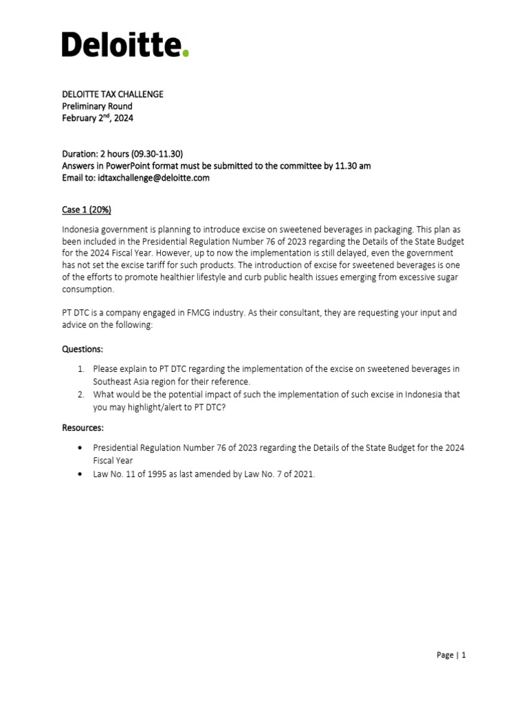 Deloitte Tax Challenge 2024 Overview | PDF | Taxes | Marketing