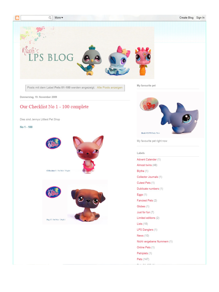 Nicole's LPS Blog - Littlest Pet Shop - Pets 01-100 | PDF