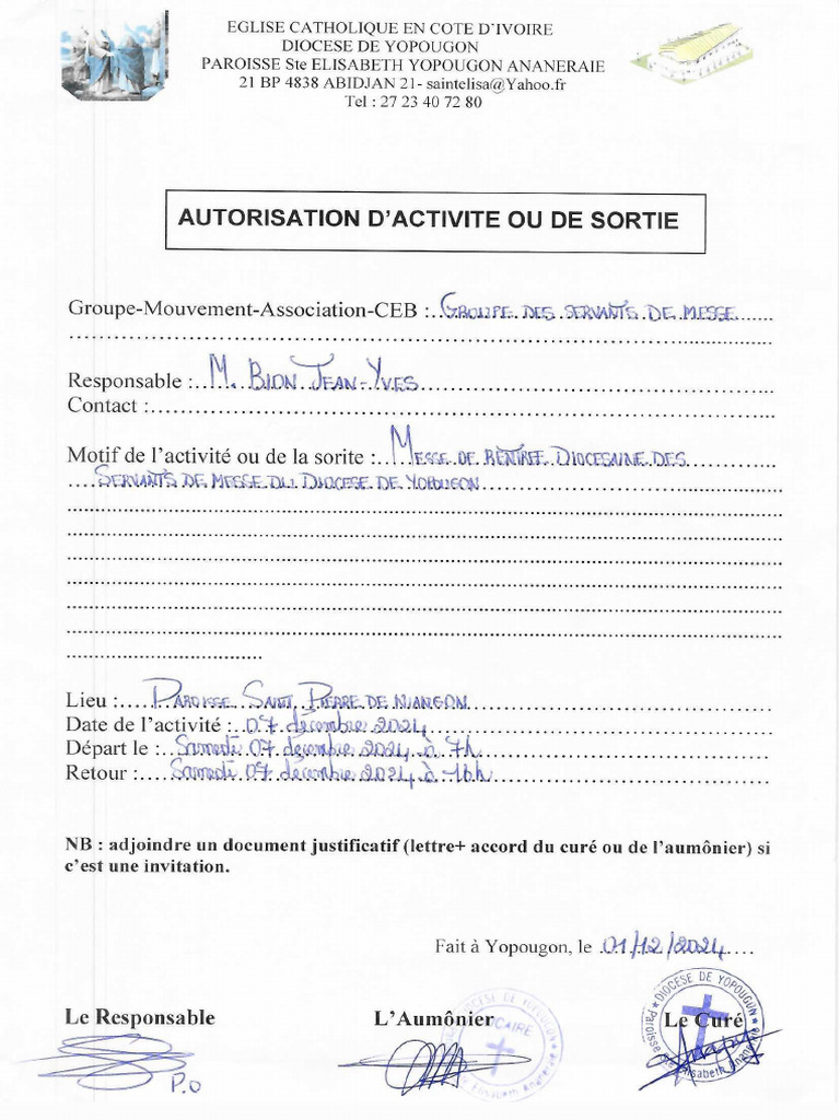 Autorisation de Sortie | PDF