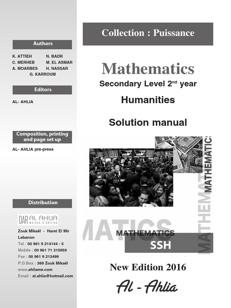 Mathematics Solution Manual 2016 | PDF | Zero Of A Function | Polynomial