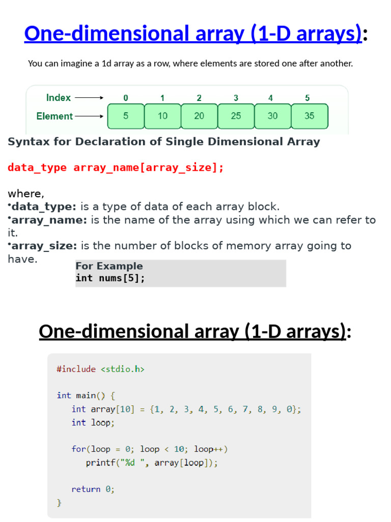 Types of Arrays- Unit 2 | PDF
