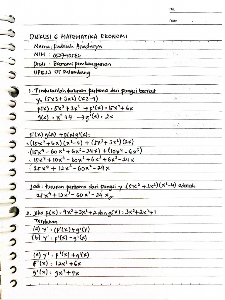 Diskusi 6 Matematika Ekonomi Pdf