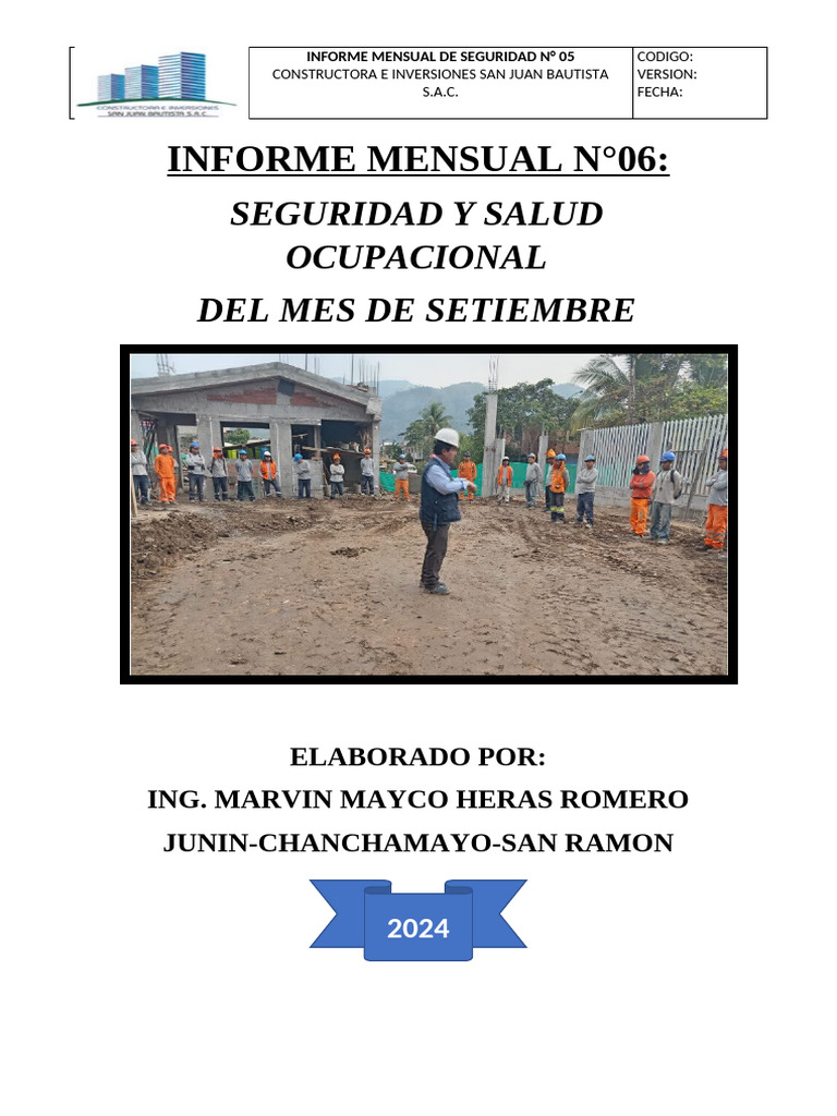 Informe Mensual de Seguridad Septiembre 2024 | PDF | Residuos ...