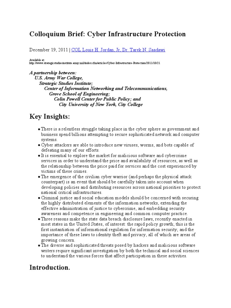 Cyber Infrastructure Protection Insights | PDF | Computer Security ...