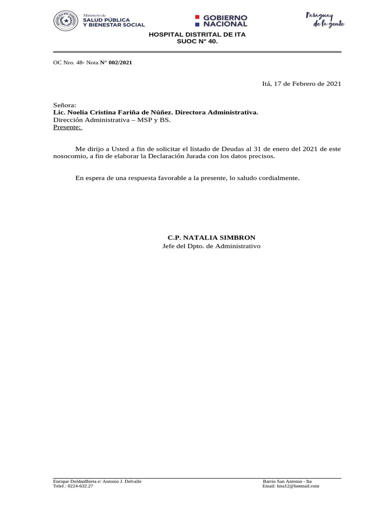 Solicitudes Administrativas Hospitalarias | PDF