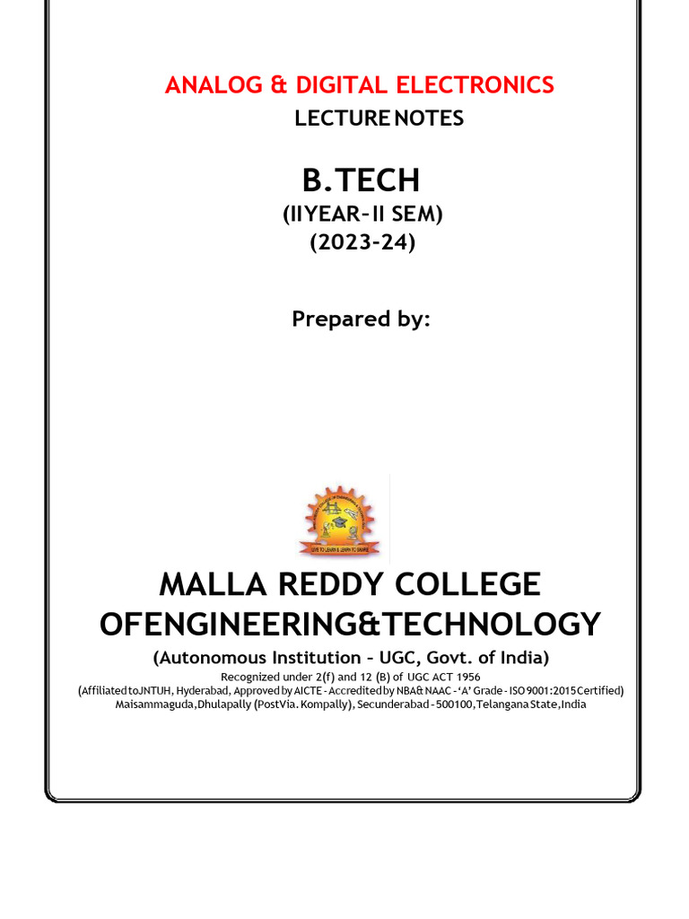 Analog & Digital Electronics Digital Notes | PDF | Bipolar Junction ...