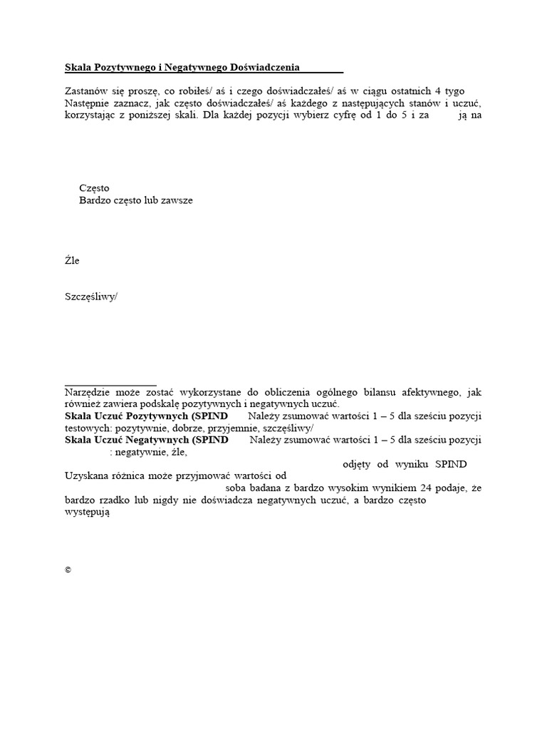SPANE Polish | PDF