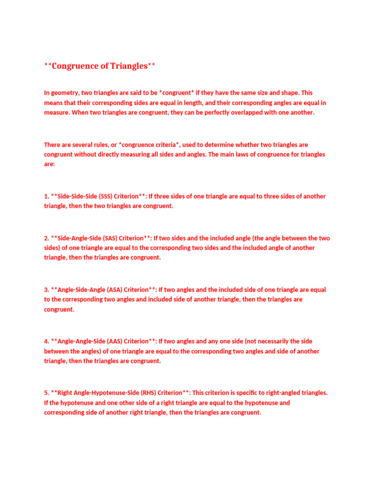 Triangle Congruence Criteria Explained | PDF