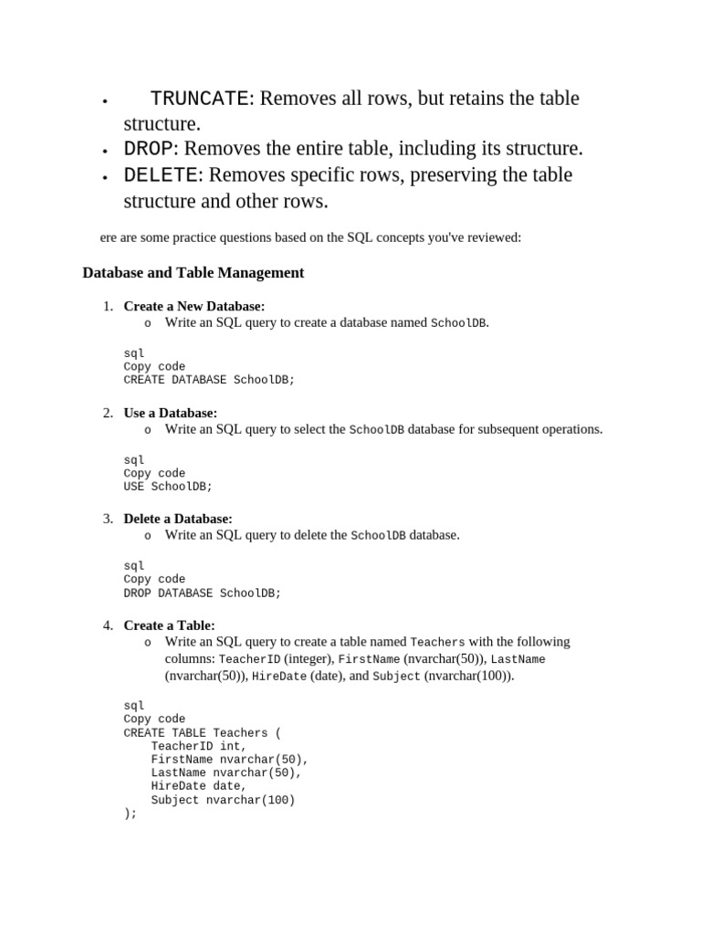 Truncate Table in Teradata Explained | PDF | Relational Database | Sql