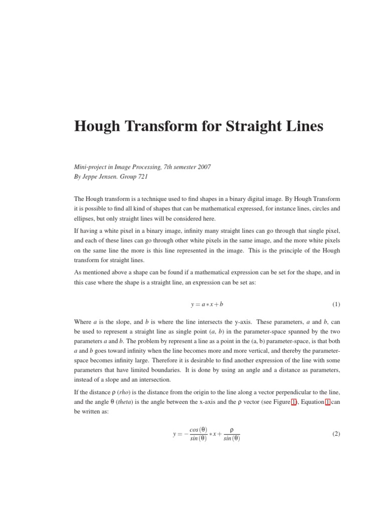 Hough Transform For Straight Lines: Mini-Project in Image Processing ...
