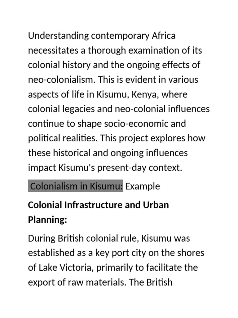 Neo Colonialism Colonialism Pdf Kenya Colonialism