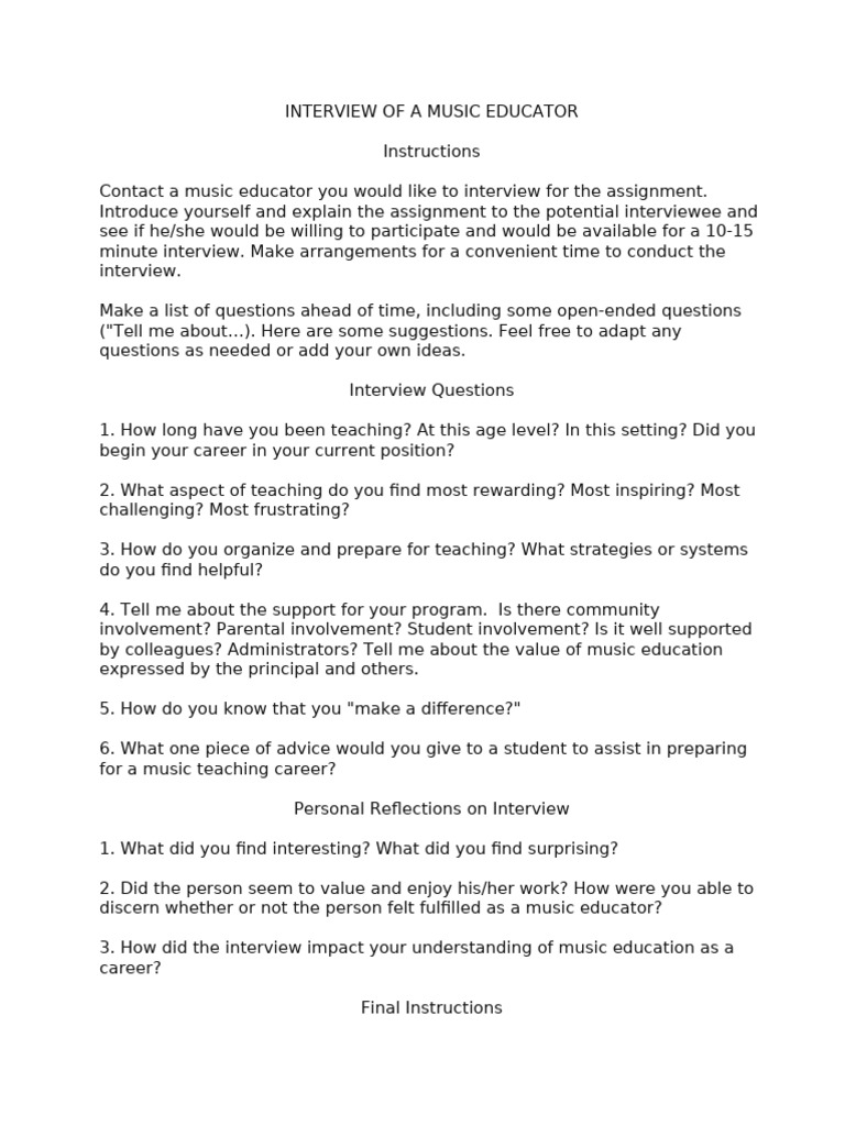 Interview of A Music Educator | PDF