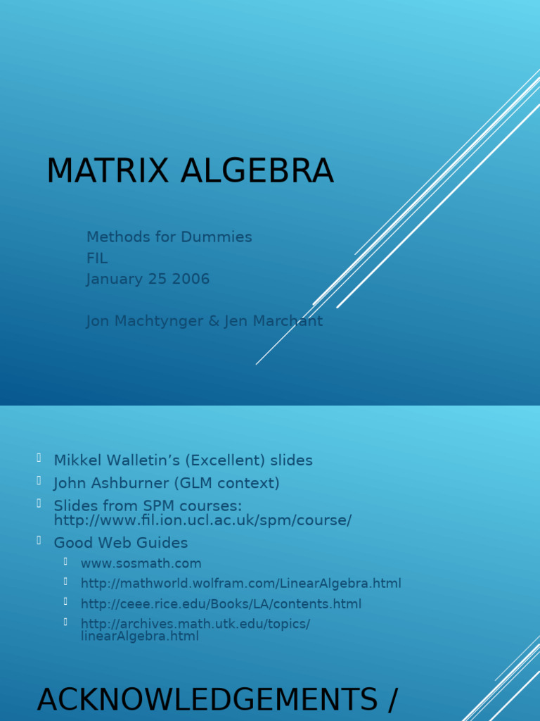 Understanding Matrix Algebra Basics | PDF | Matrix (Mathematics ...