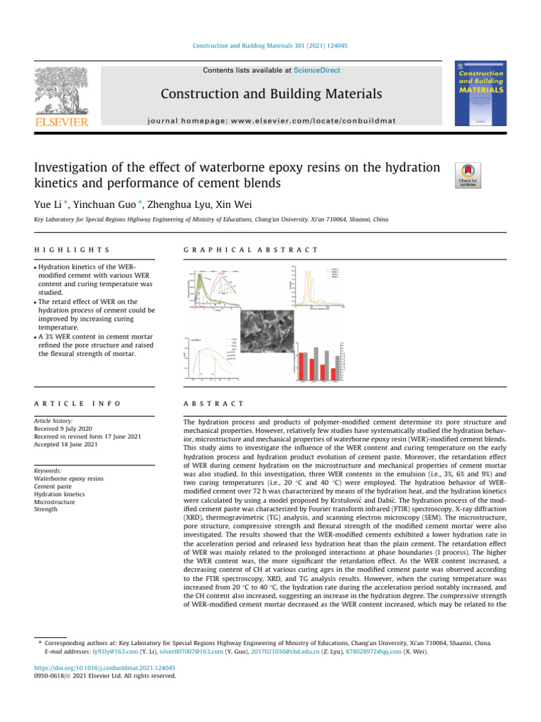 Investigation of the effect of waterborne epoxy resin | PDF | Cement ...