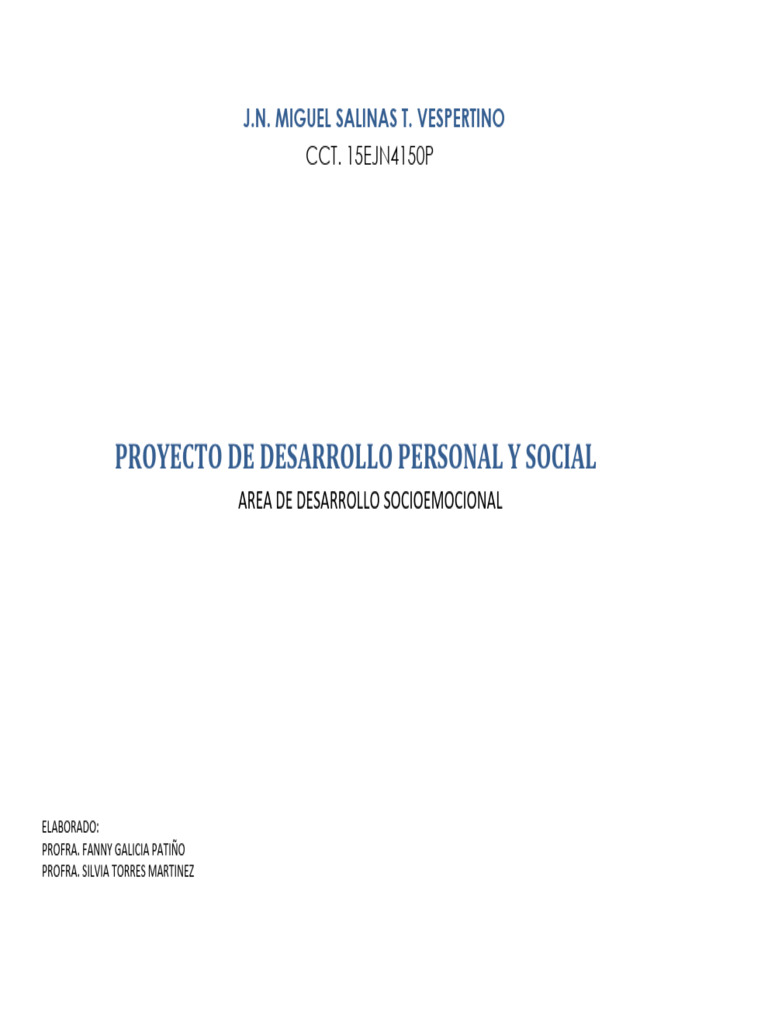 MLNIDPED1983 - Proyecto de Desarrollo Personal y Social | PDF ...