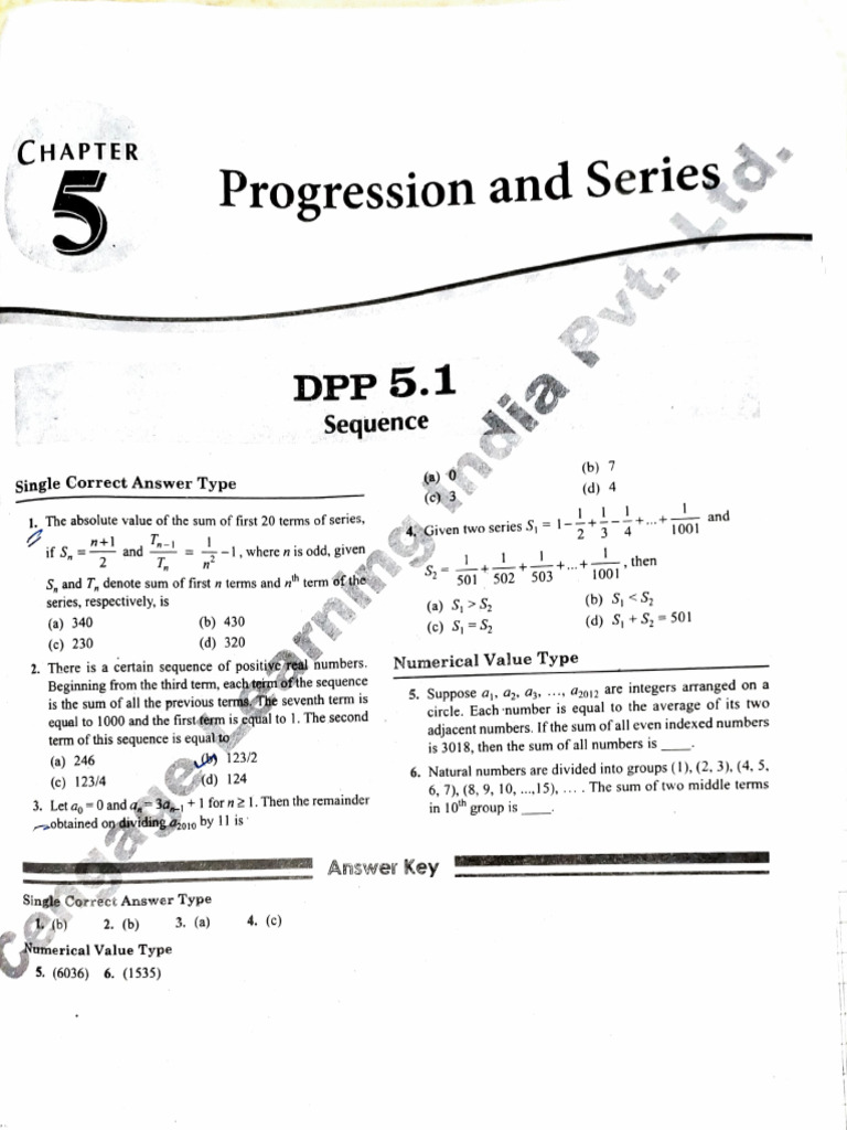 Progressions and Series: Key Concepts | PDF | Algebra | Mathematics