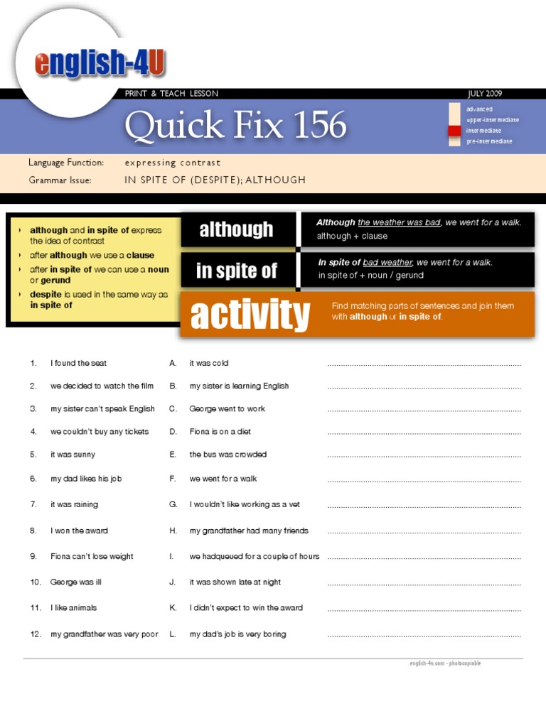 Although Despite S | PDF